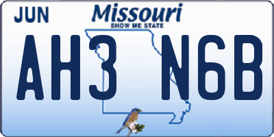 MO license plate AH3N6B