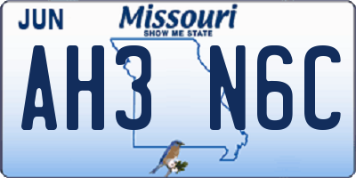 MO license plate AH3N6C
