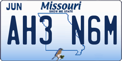 MO license plate AH3N6M