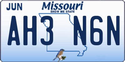 MO license plate AH3N6N