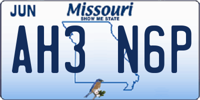 MO license plate AH3N6P