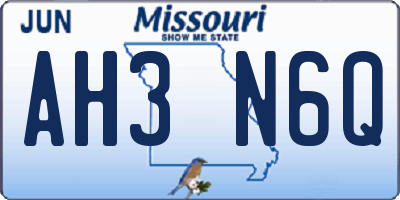 MO license plate AH3N6Q
