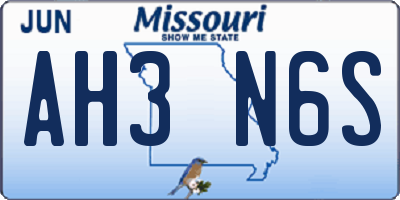 MO license plate AH3N6S