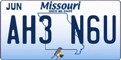 MO license plate AH3N6U
