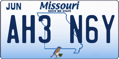 MO license plate AH3N6Y