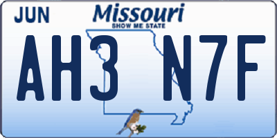 MO license plate AH3N7F