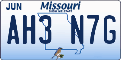 MO license plate AH3N7G