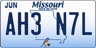 MO license plate AH3N7L