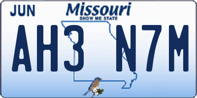 MO license plate AH3N7M