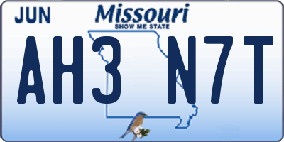 MO license plate AH3N7T