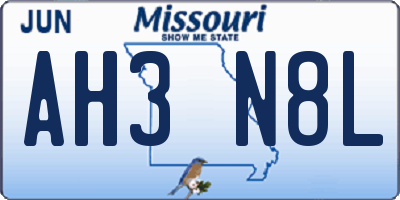 MO license plate AH3N8L
