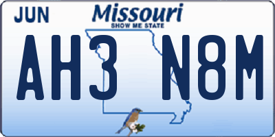 MO license plate AH3N8M