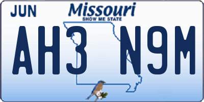 MO license plate AH3N9M