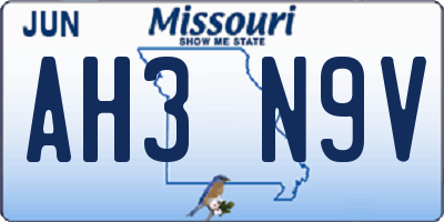 MO license plate AH3N9V