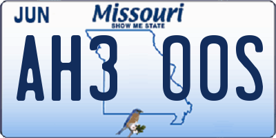 MO license plate AH3O0S