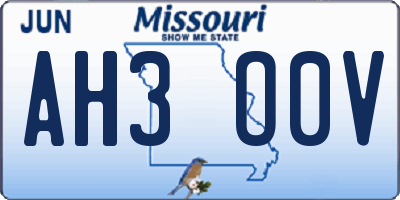 MO license plate AH3O0V