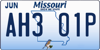 MO license plate AH3O1P