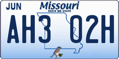 MO license plate AH3O2H