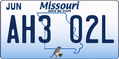 MO license plate AH3O2L