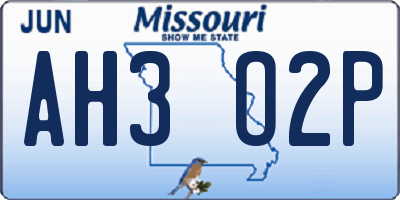 MO license plate AH3O2P