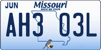 MO license plate AH3O3L