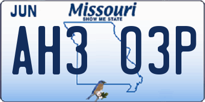 MO license plate AH3O3P