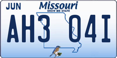 MO license plate AH3O4I
