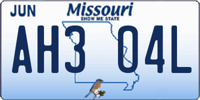 MO license plate AH3O4L