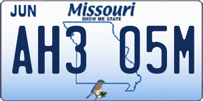 MO license plate AH3O5M