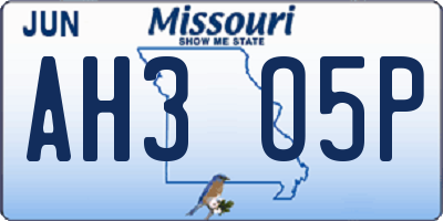 MO license plate AH3O5P