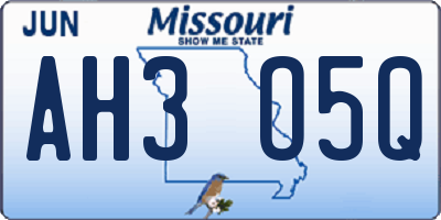 MO license plate AH3O5Q