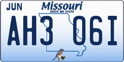 MO license plate AH3O6I