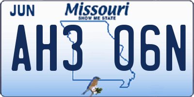 MO license plate AH3O6N