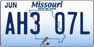 MO license plate AH3O7L