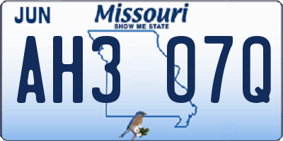 MO license plate AH3O7Q