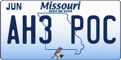 MO license plate AH3P0C