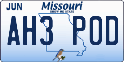 MO license plate AH3P0D
