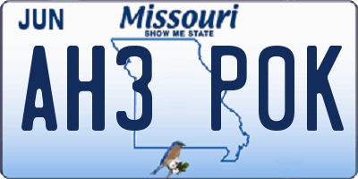 MO license plate AH3P0K