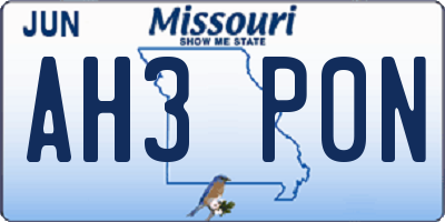 MO license plate AH3P0N
