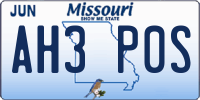 MO license plate AH3P0S
