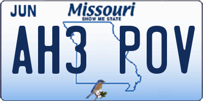 MO license plate AH3P0V