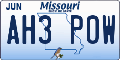 MO license plate AH3P0W