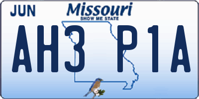 MO license plate AH3P1A