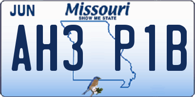 MO license plate AH3P1B