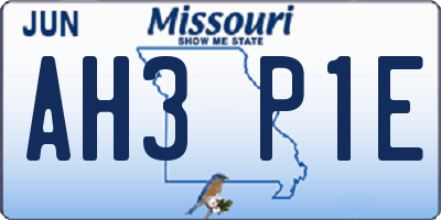 MO license plate AH3P1E