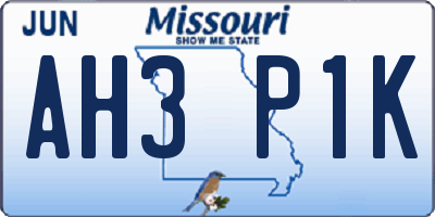 MO license plate AH3P1K