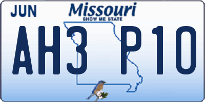 MO license plate AH3P1O