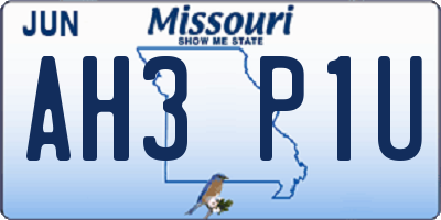 MO license plate AH3P1U