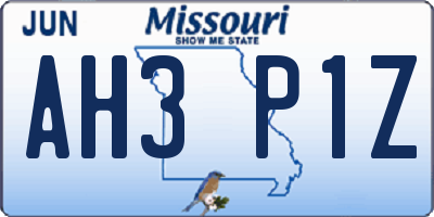 MO license plate AH3P1Z