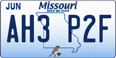 MO license plate AH3P2F